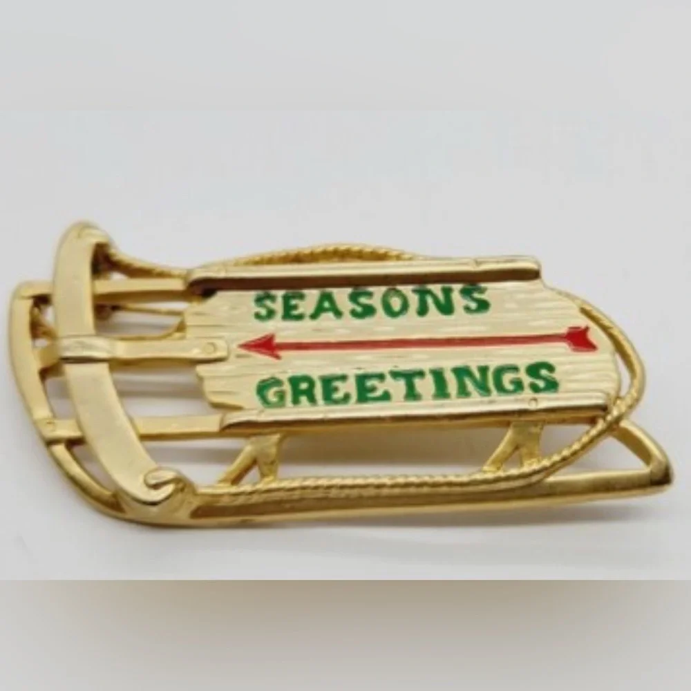 Danecraft Gold Sled Brooch